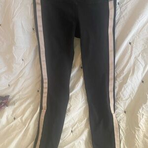 Athleta Black Leggings with White Stripes